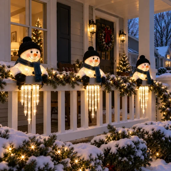 ⛄️ WinterGlow Snowman Icicle Lights – Magical Christmas Outdoor & Indoor Holiday Decor