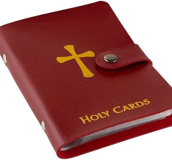 ✝️ Catholic PU+PVC Leather Holy Card Holder – Pocket Prayer Card Organizer with Snap Closure